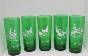 VTG Anchor Hocking 5 Emerald Green Tumbler Drinking Holiday/Xmas Glasses - Picture 1 of 11