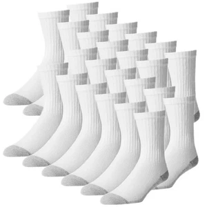 Men's 12 Pairs Cotton Athletic 2 Tone Gray White Crew Long Socks Size 9-11 10-13 - Picture 1 of 7