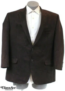Chaps Blazer Sport Coat Jacket Mens Brown Faux Suede Polyester 2 Btn  46R - Picture 1 of 7