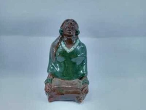 VINTAGE POTTERY STATUE WOMAN Braided Hair - Picture 1 of 8