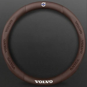 15" Steering Wheel Cover Genuine Leather For Volvo All Brown New - Picture 1 of 3