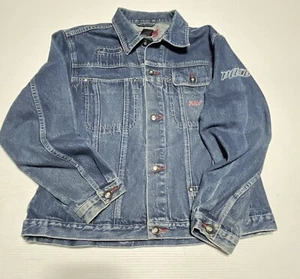 Vintage Paco Authentic Logo Boys Youth Sz XL Blue Denim Jean Jacket 5 Pocket - Picture 1 of 6