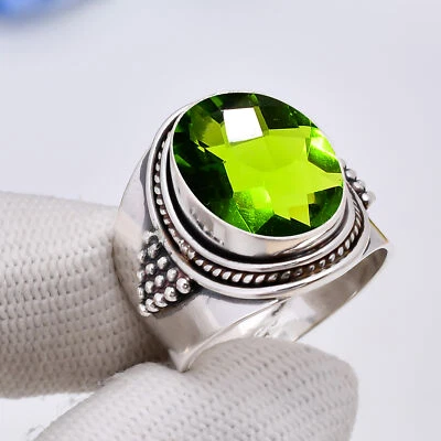Peridot Gemstone 925 Sterling Silver Jewelry Ring, Adjustable Ring, Gift For Her - Image 1 of 4