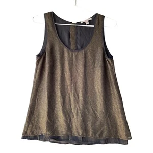 Esprit Top Size 10 Black Gold Metallic Sleeveless Collarless Lined - Picture 1 of 10