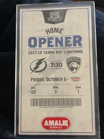Tampa Bay Lightning 25th Anniv. Inaugural Season-2017-18 Home Opener Replica Tkt Cover