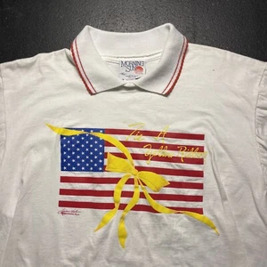 Vintage Graphic Collared T Shirt Tie A Yellow Ribbon Patriotic XL Made In USA - Picture 1 of 12