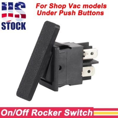 VROOMAUTOLY For Shop Vac Power Rocker Switch Replacement w/ Winged Adapter Under Push Button