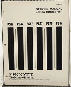Tocadiscos estéreo originales Scott PS17 PS47 PS57 PS67 PS76 PS87 manual de servicio - Imagen 1 de 1