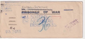 Carta de prisioneros DACHAU civiles internos de la Segunda Guerra Mundial - Censura de crímenes de guerra 2 a Nuremberg - Imagen 1 de 4
