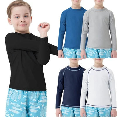 Maglietta da bagno UV ragazzi manica lunga maglietta funzionale protezione UV UPF 50+ maglietta da nuoto - Immagine 1 di 4
