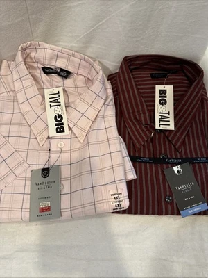 Lot Of 2 Men's Big & Tall 4XLT Shirts Van Huesen NEW W TAGS Easy Care Blend - Image 1 of 4
