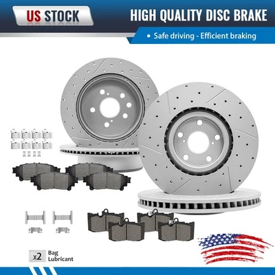 Rotores de freno delanteros traseros perforados + pastillas de cerámica para Lexus GS200T GS350 GS450H Foto 1 de 4