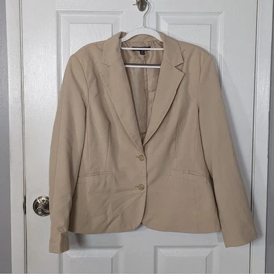 Chadwicks of Boston Tan/Beige Button Up Fitted Blazer Jacket Size 14P - Image 1 of 4