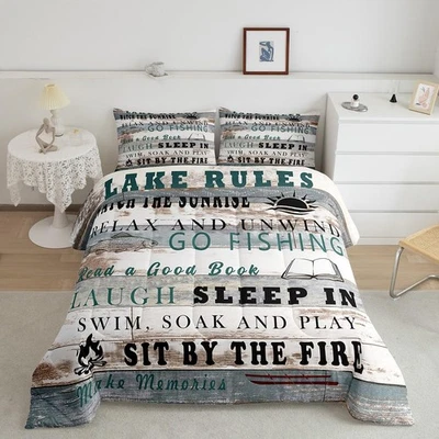 Lake Life Rv Comforter Set For Bedroom, Rustic Camper Bedding Set Nautical Ca... - Image 1 of 4