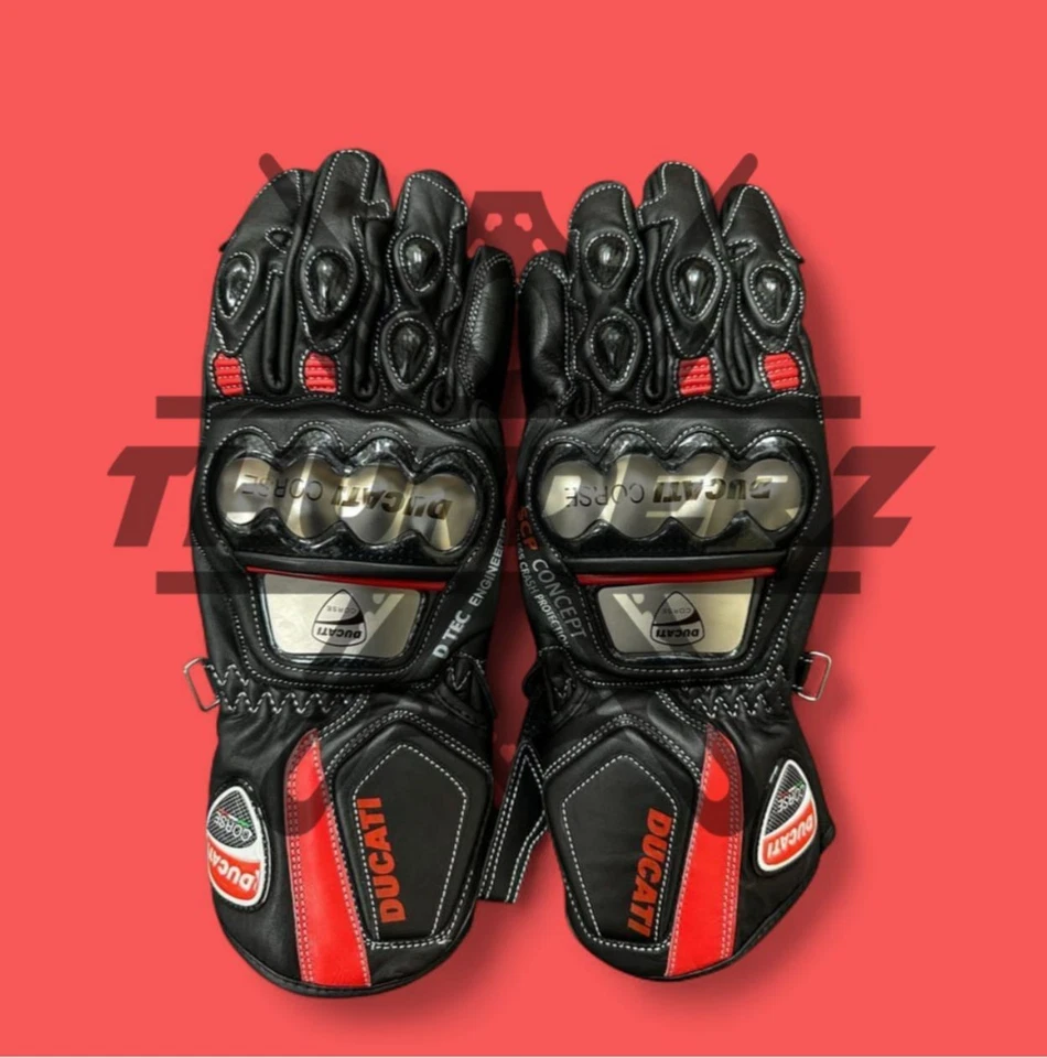 Guantes de cuero personalizados para moto Ducati protección para carreras y conducción (unisex) Foto 1 de 1