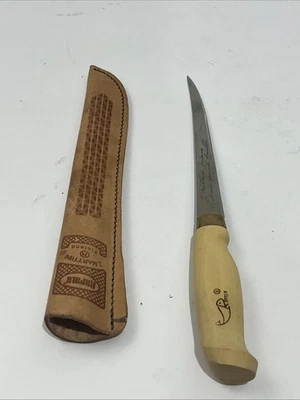 J. MARTTIINI Rapala Cuchillo Hoja Fija Acero Inoxidable Molido a Mano 6”, Finlandia, Cuero Foto 1 de 4