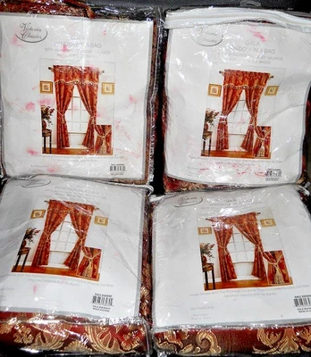 4 Sets-VICTORIA CLASSICS LUXURY GALA Window PANEL CURTAINS-Valance-Ties~VTG~ NEW - Image 1 of 4