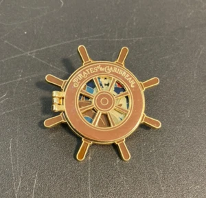 Disney Pirates of the Caribbean hinged pin skeleton at the helm Ship Wheel - Picture 1 of 3