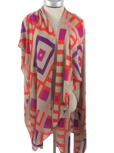 Michael Stars scarf shawl wrap sarong purple tan pattern one size - Picture 1 of 6