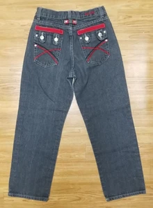 Red Ape Jeans Youth Size 12 23x25 Gray Straight Faded Charcoal Y2K Streetwear - Picture 1 of 15