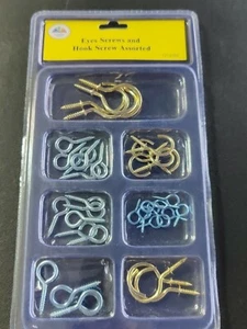 New eye screws CUP HOOKS hook screws assorted package 7 assorted styles - Picture 1 of 3