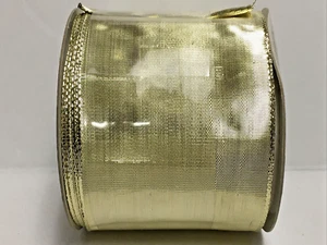LOT OF 2 HOLIDAY TIME RIBBON GOLD  WIRED EDGE 9 FT 2 1/2" - Picture 1 of 2