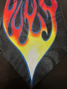 Flames Neck Tie -- Black with Yellow, Orange, Red Flames - Picture 1 of 3