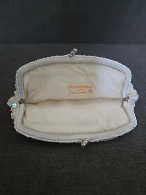 1940 's  Vintage Walborg White  Beaded Clutch Purse made in Belgium never used - Image 1 of 4