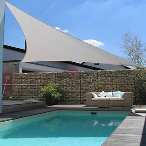 Terrasse grau rechtdreieckiges Outdoor Sonnenschutzsegel für einfache Montage zwischen Wänden - Bild 1 von 8
