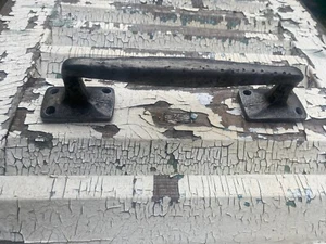 Door Pull Handle Heavy Duty Riven 265mm Cast Iron Antique Style Square Plate - Picture 1 of 3