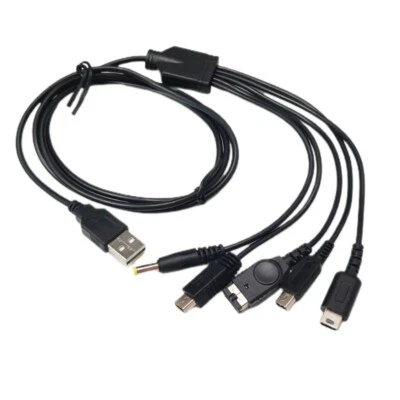 1.2m 5 in 1 USB Charger Cable Fast Charging Cord for GBA SP/3DS/NDSL/WiiU/PSP - Image 1 of 4