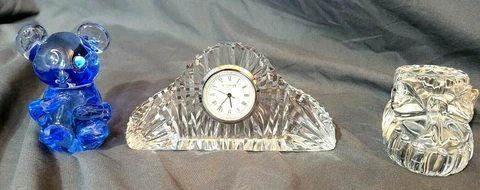 Tipperary Crystal Small Mantel Clock and two Paper Weights Cover