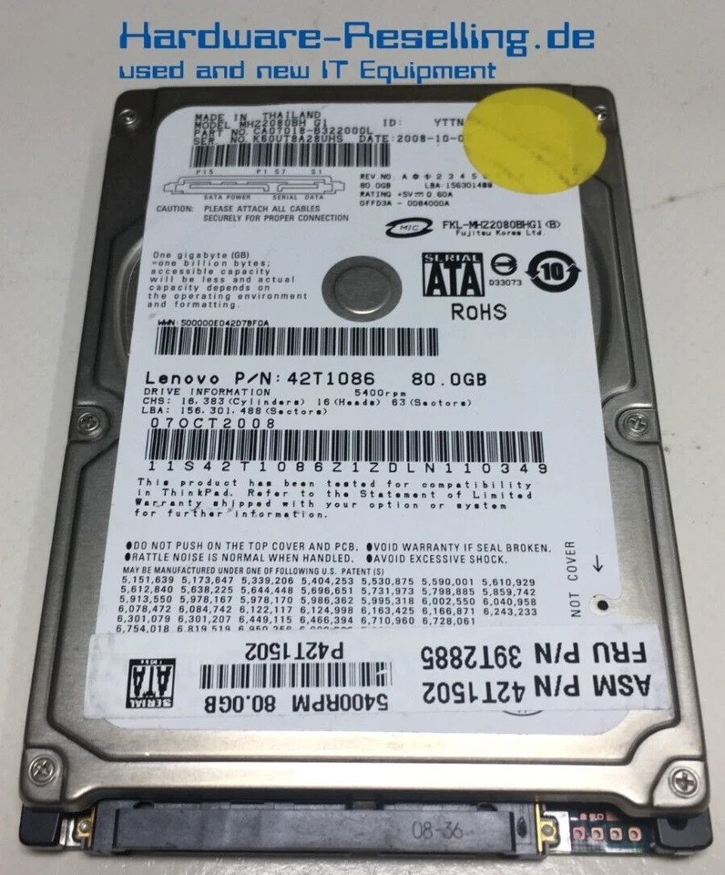 Fujitsu 160GB SATA 2,5 " 7,2K 3Gbps MHW2160BJ 0TR109 CA06855-B42800DL - Immagine 1 di 1