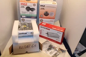 Pyle 1DIN Marine Boat Bluetooth USB Input CD Radio, 8x White 6.5" Speakers, Amp - Picture 1 of 4