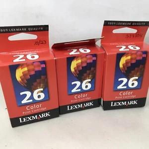New Genuine Lexmark 26 COLOR ink Cartridge 10N0026 Lot Of 3 - Picture 1 of 4