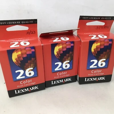 New Genuine Lexmark 26 COLOR ink Cartridge 10N0026 Lot Of 3 - Image 1 of 4