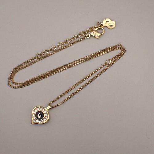 Collana con ciondolo lungo strass logo CHRISTIAN DIOR oro Germania 05YG838