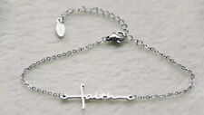 Silver Faith Cross Charm Bracelet Link Chain Fashion Jewellery Bangle Love Gift