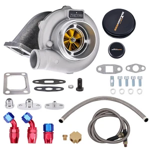 GT3076 GT3037 GT30 Billet Turbo 4-BOLT Flange 500HP + Oil In & Return Line kit - Picture 1 of 9