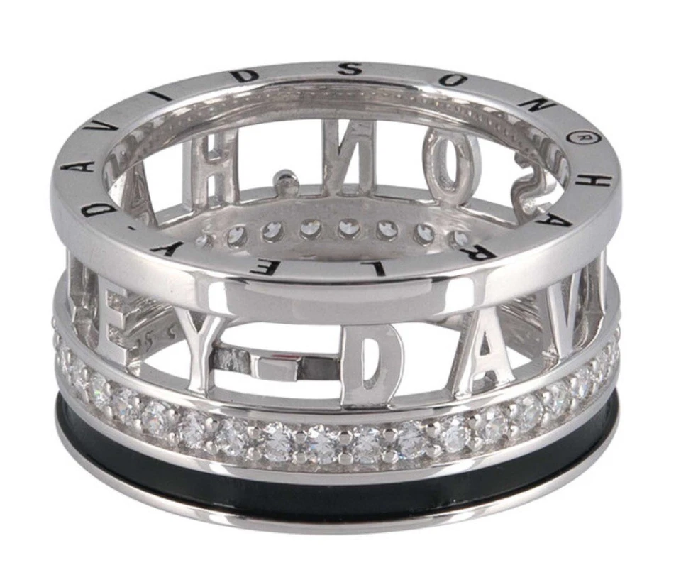Harley Davidson Women's Revolve Signature Crystal Band Ring Silver HDR0580 - Image 1 of 1