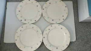Set of 4 Ceramic Sainsburys Home Dinner Plates Polka Dots Multicoloured - Picture 1 of 7