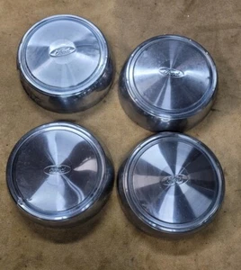 (4) 1992 - 2010 Ford Econoline Van E250 E350 Dog Dish Wheel Center Caps Chrome - Picture 1 of 7