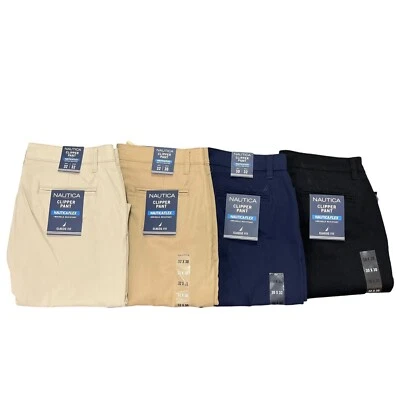 Nautica Men's Wrinkle Resistant Classic Fit Straight Stretch Cotton Deck Pants - Photo 1/4