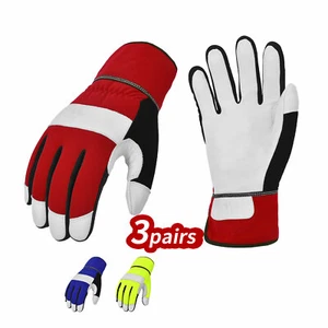 Vgo 3 pares de guantes de trabajo ligeros de cuero de cabra de alta destreza (GA7673) - Imagen 1 de 6