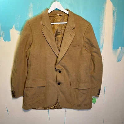 VTG Camelhair Blazer Leopold Price & Rolle Barrister 1980s Mens 21x32 SZ 42 Coat - Image 1 of 4