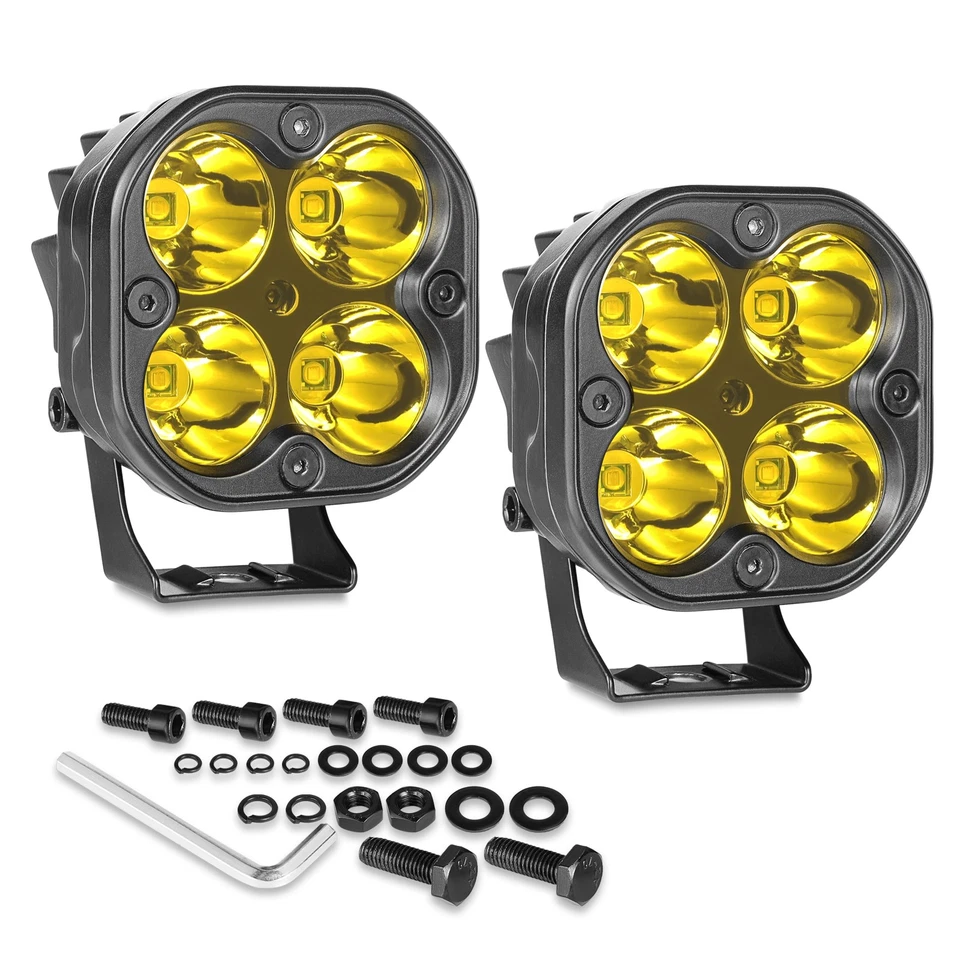 2X 3inch Ditch LED Cube Pods Work Light Bar Spot Driving Fog Amber Offroad Foto 1 de 4