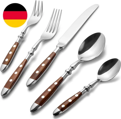 Alata Besteck Set Für 6 Personen - Rustikales Tafelbesteck Set Aus Edelstahl Mit - Bild 1 von 4