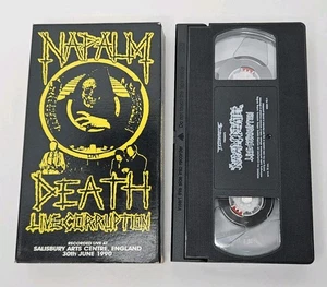 Napalm Death Live Corruption 1990 VHS Tape Black & Yellow Sleeve Grindcore - Picture 1 of 9