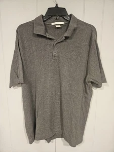 Polo Perry Ellis Para Hombre Acanalado Gris Cuello Manga Corta 100% Algodón, Talla Grande - Imagen 1 de 4