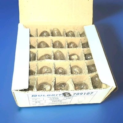 25 Vtg Bulbrite 7W 120V Clear Bulb Case NEW Bulbs pn# 709107 Candle Night Light  - Image 1 of 3